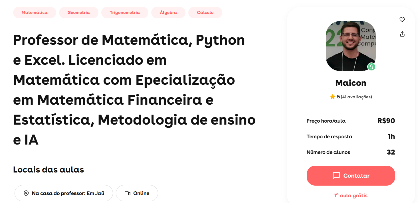 Perfil no Superprof